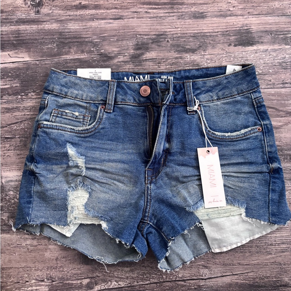 Miami Blue Jean Shorts Distressed Cut-Off Style